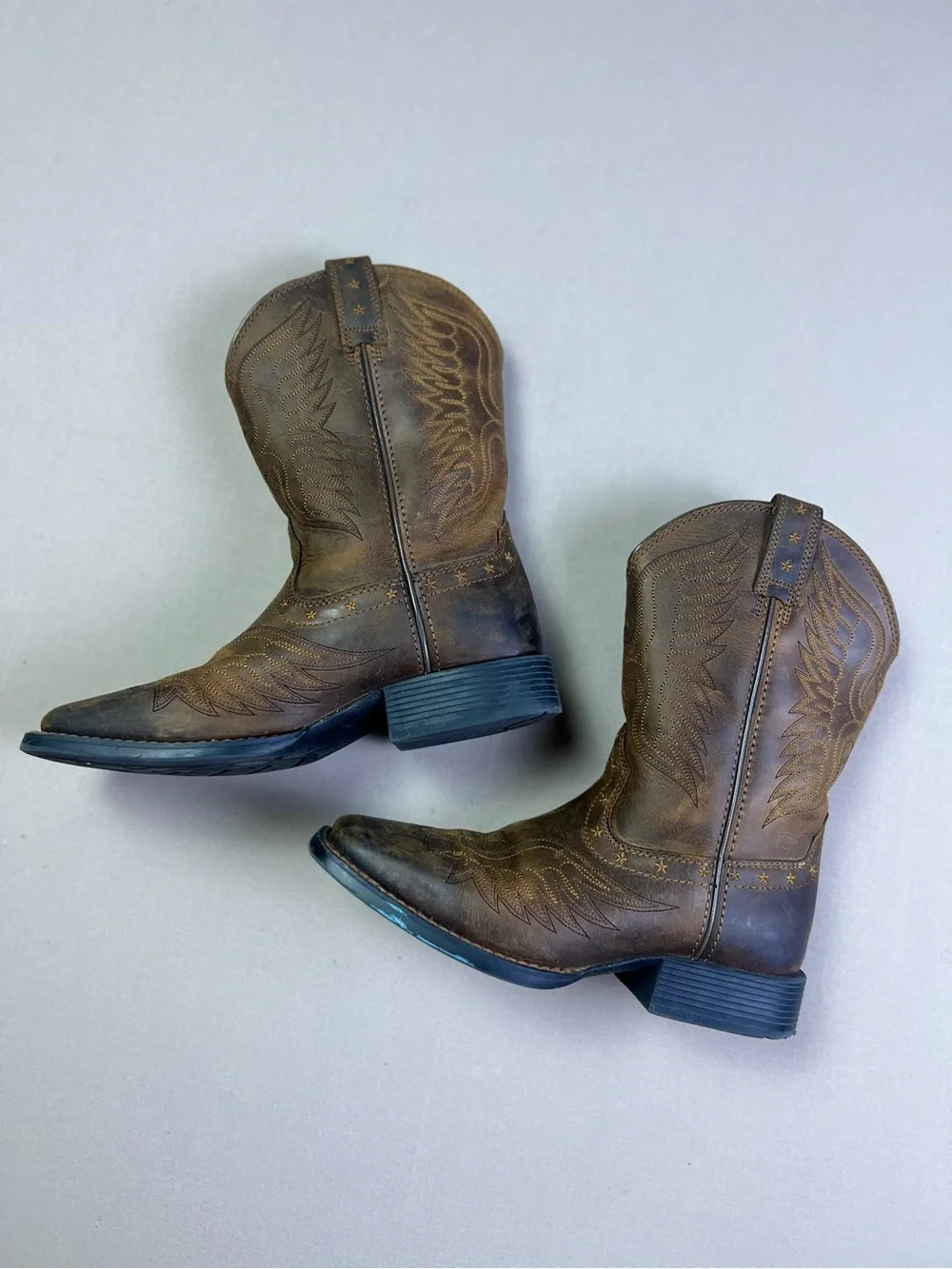 Ariat Cowboy Boots Western Brown Leather Kids Size 2